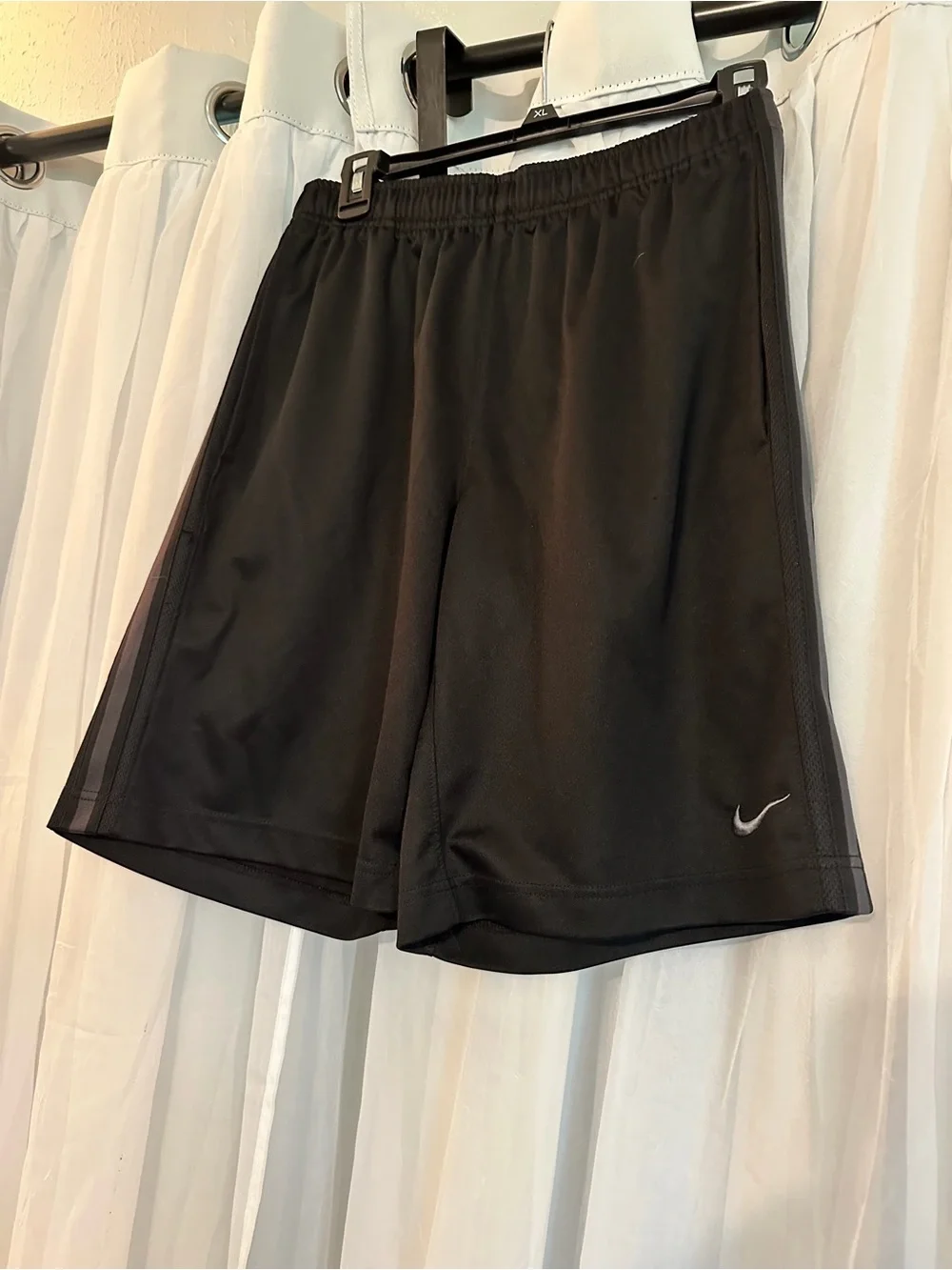 Nike Men’s Black Athletic Shorts with Gray Side Stripes
